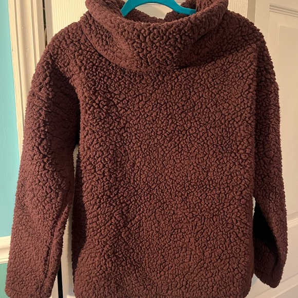 A New Day Sweater Women’s Medium Purple Burgundy Cowl Turtleneck Sherpa - Picture 1 of 4